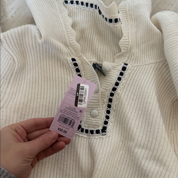 Wild Fable White Black Ribbon Micro Shorts Collared Sweater Henley Set Small - Picture 3 of 4